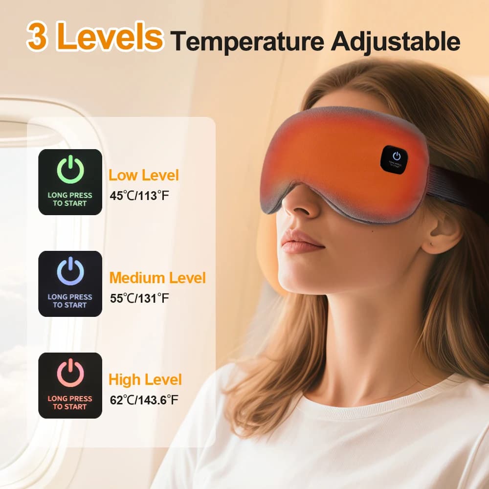 Massaggiatore per occhi con impacco caldo a infrarossi Sollievo dall'affaticamento Ridurre le occhiaie Borse per gli occhi Temporizzazione Ombreggiatura del sonno Maschera per gli occhi con riscaldamento elettrico