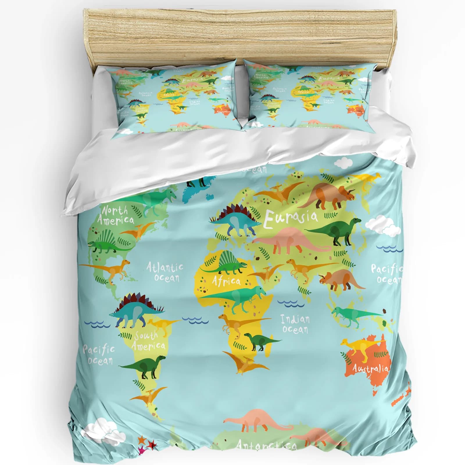 Set biancheria da letto con dinosauro per camera da letto, letto, casa, vari diversi animali antichi di Jurassic, copripiumino, copripiumino e federa