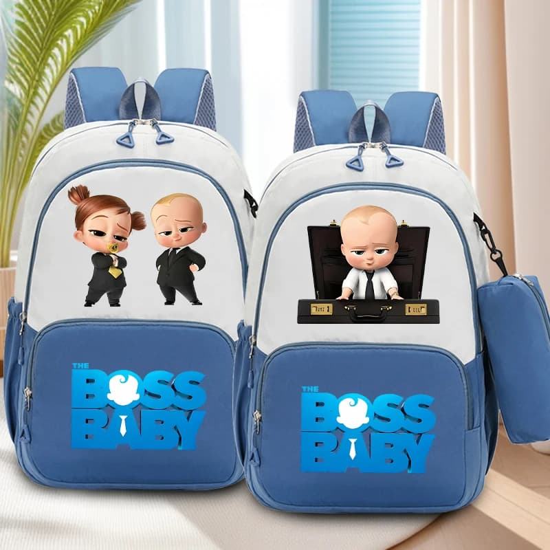 Baby Boss 2pcs Schoolbag with Pencil Case for Students Anime Cartoon Printed Backpack Fashion Book Stationery Storage Schoolbags