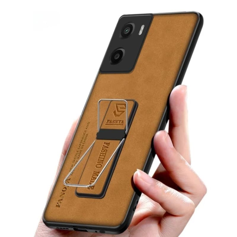 Skinlee For Moto G06 Power Custodia in silicone con design della staffa Per Moto G06 Power Custodia posteriore antiurto in pelle di cashmere
