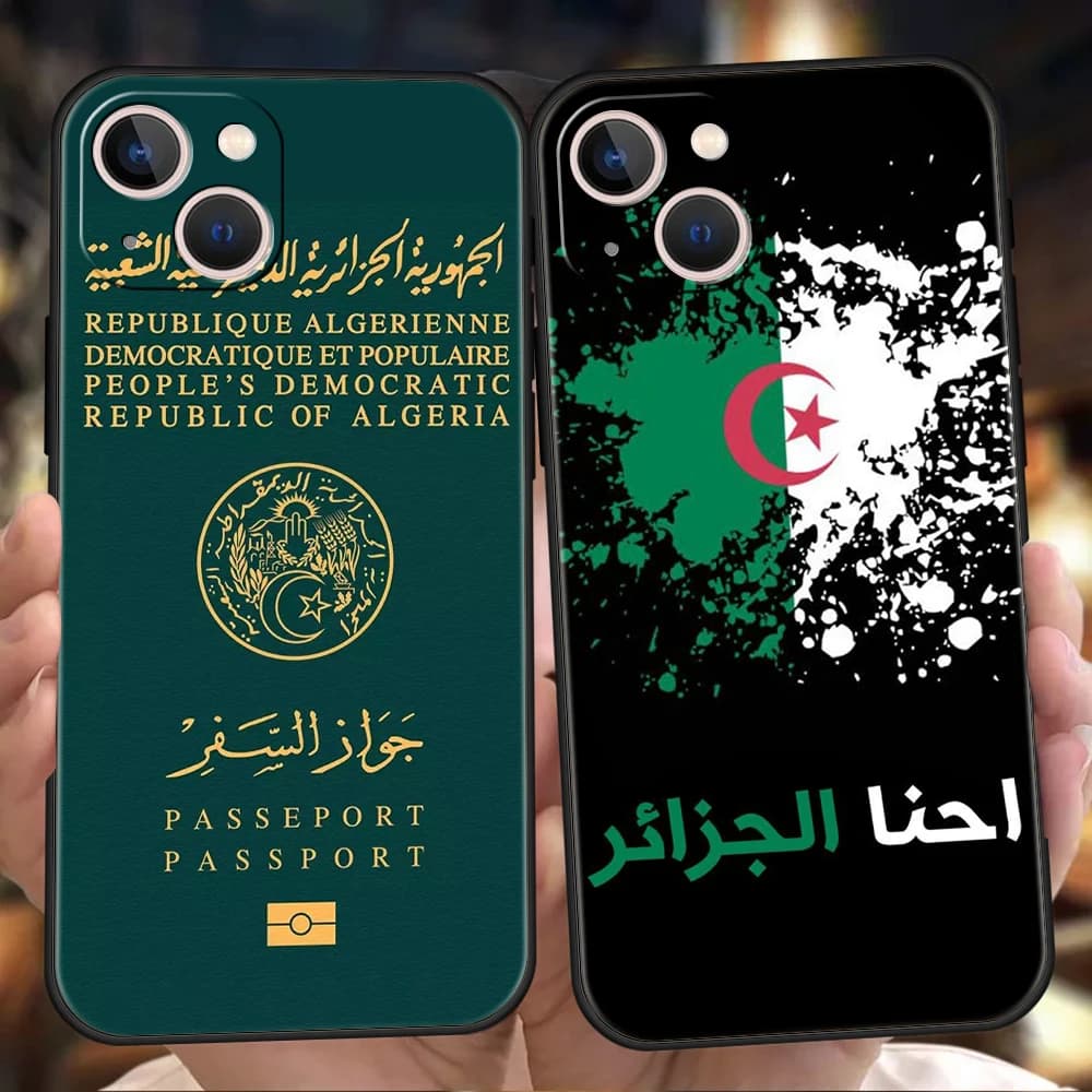 Custodia per passaporto Algeria per iPhone 16 15 14 13 12 Pro Max 11 Pro Max 7 8 Plus XS XR Custodia morbida in silicone antiurto per Capas
