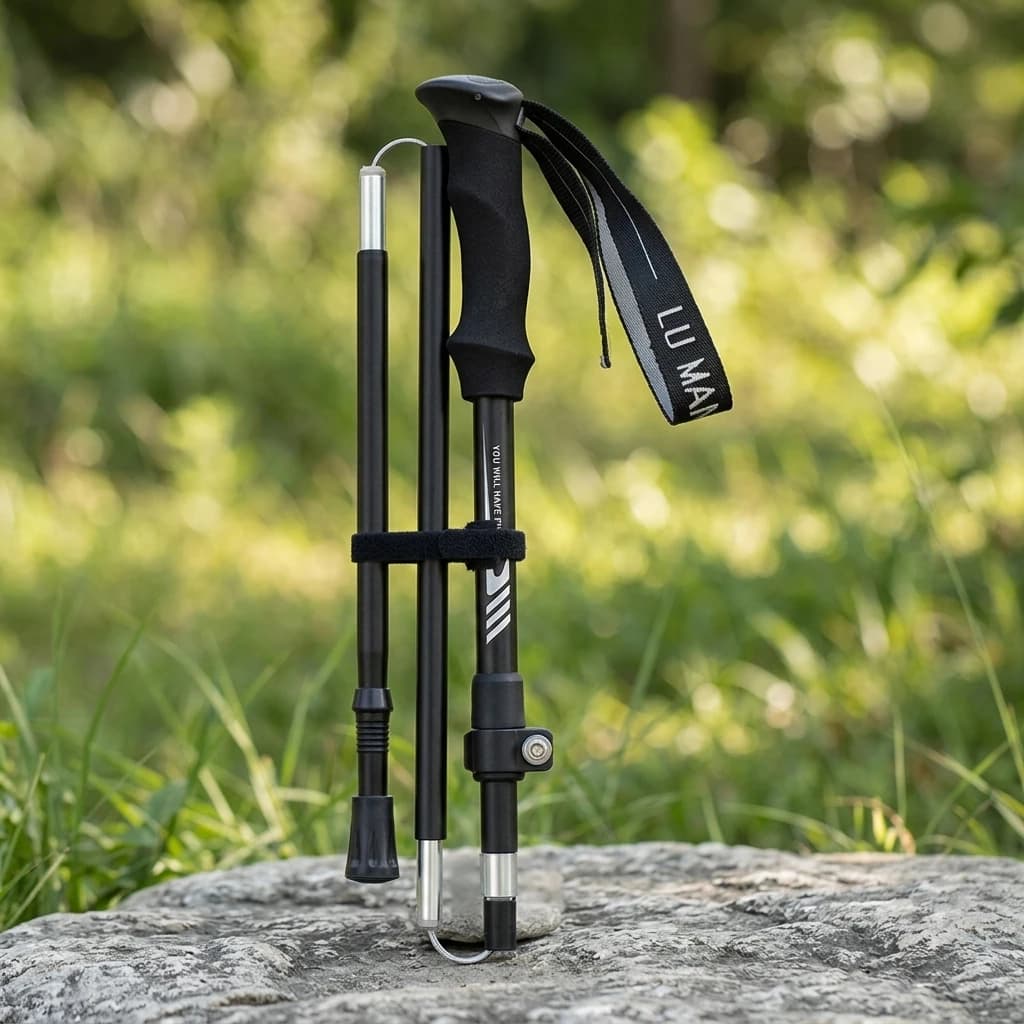 Portable Foldable Trekking Pole Ultra Light Aluminum Alloy Hiking Cane Outdoor Camping Hiking Wild Survival Trekking Pole