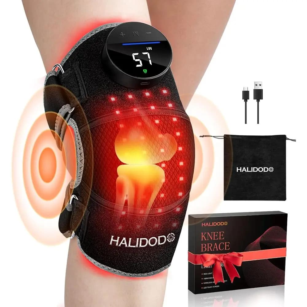 Controller Wireless Ricaricabile con Terapia a Luce Rossa e Massaggio Vibrante per Alleviare il Dolore al Ginocchio e alle Articolazioni