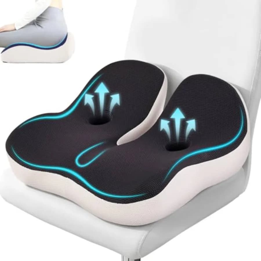 Cuscino per Sedia da Ufficio in Memory Foam, Design Ergonomico, Allevia il Dolore Sciatico e da Seduta Prolungata, Adatto per Scrivanie, Auto, Mare