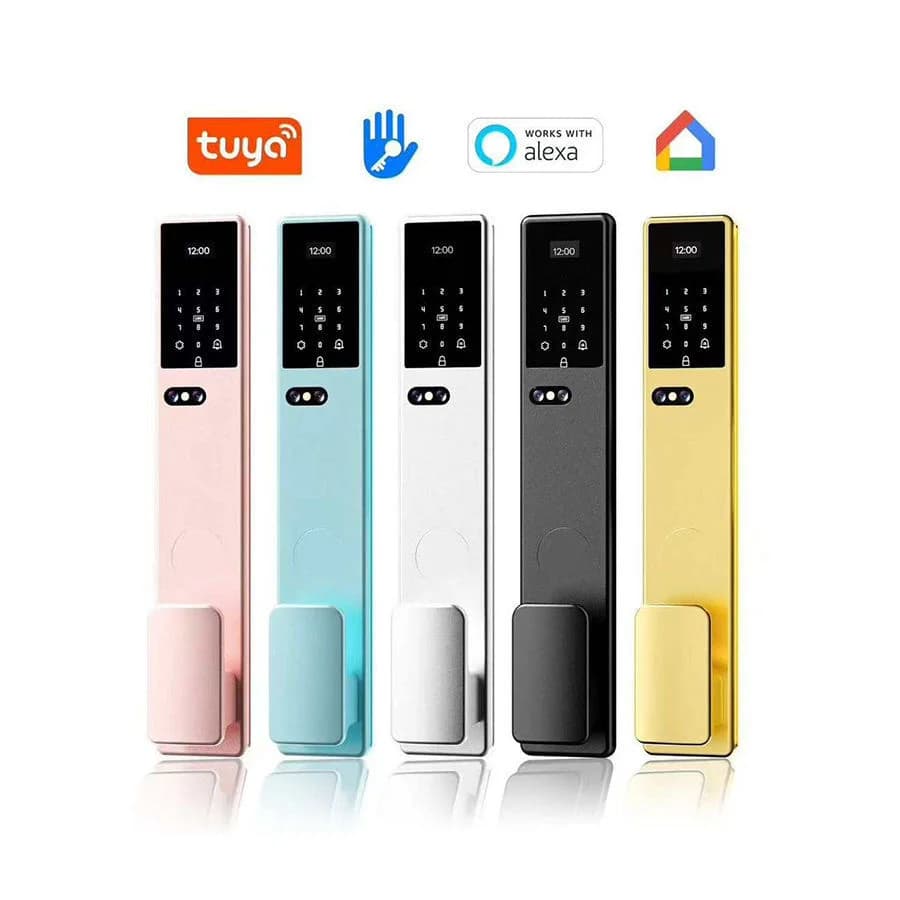 Glomarket TuyaSmart Outdoor WaterproofDoor Electronic Security Lock Alexa Voice Fingerprint Digital Smart Door Locks with Camera