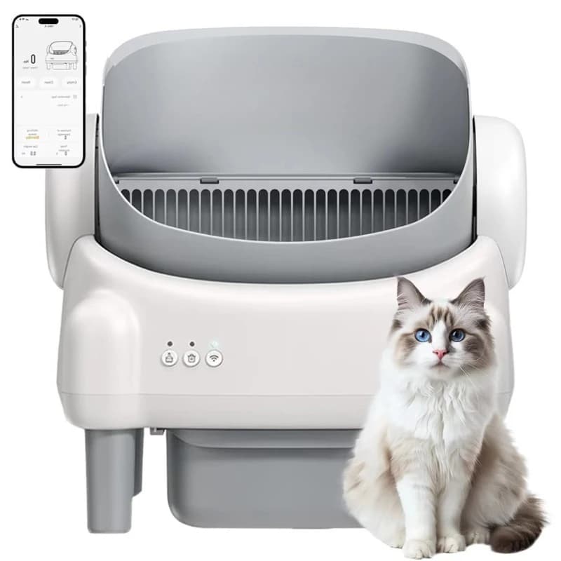 Lettiera Intelligente per Gatti, Lettiera Autopulente Automatica con Controllo Remoto tramite APP e Monitoraggio della Salute, Prodotti per Toilette per Animali Domestici