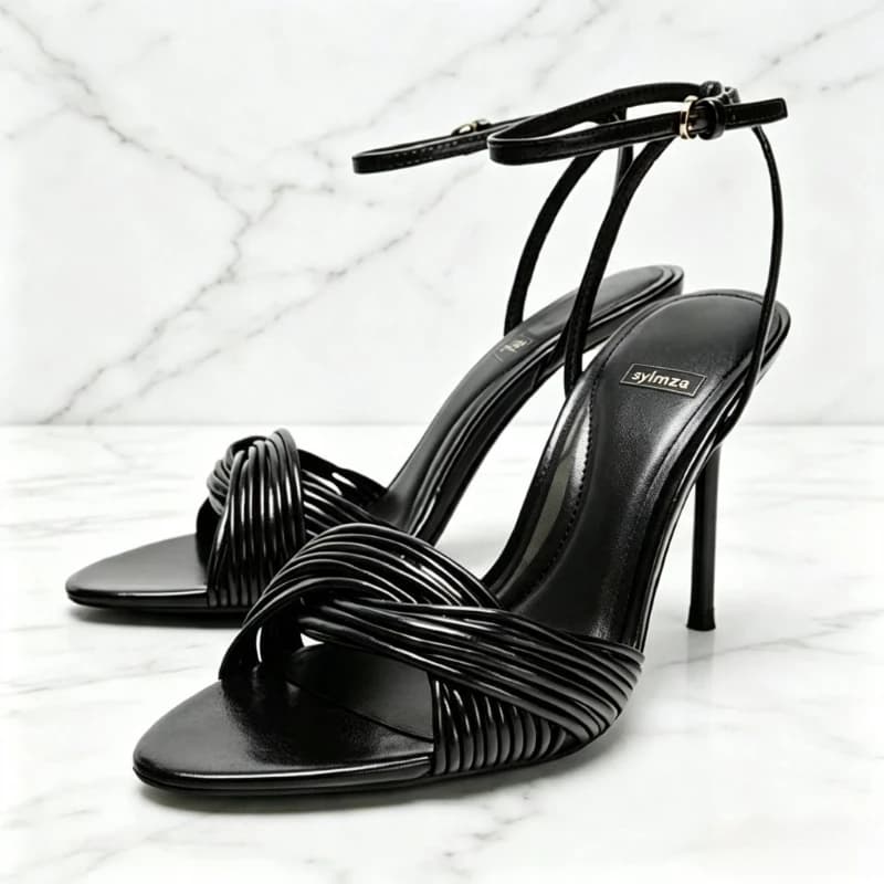 Fashion Crossover Front Straps Stiletto Sandals Women Sexy Open Toe Ankle Strap Metal Buckle Heels Luxury Brand Designer Shoes