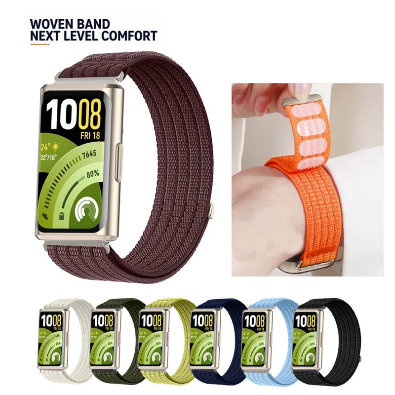 Breathable Velcro Band Sport Nylon Loop Strap+Connector For Huawei Band 11 / 11 Pro