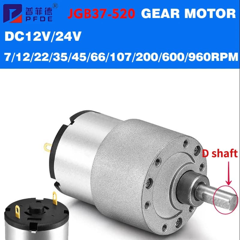 JGB37-520 Motoriduttore 37mm 12V DC 7RPM A 960RPM Scatola ingranaggi a coppia elevata 24V Motore elettrico Nuovo motoriduttore per cappe igienici intelligenti