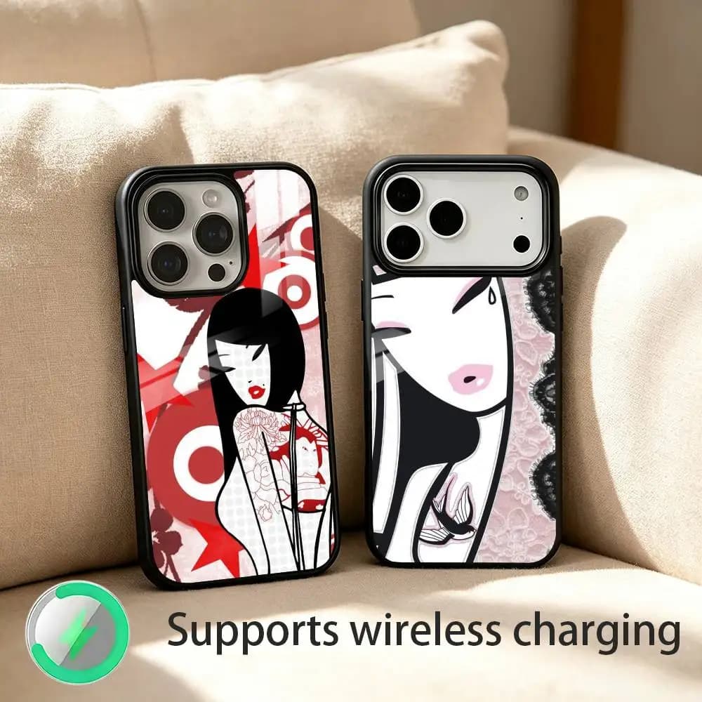 R-Retro Cute Vibe T-Tokidoki Art For IPhone17/16/15/14/13/12/11 Plus Pro Max Plus Wireless Charger Phone Case