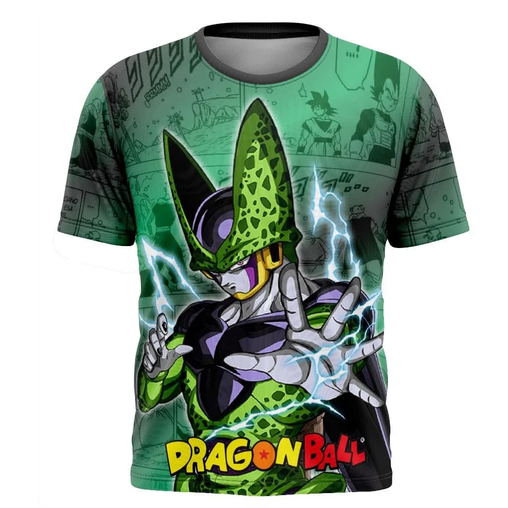 T-shirt Bandai Ultimate Bio-Android Cell Dragon Ball con stampa integrale, per adulti e bambini, stile athleisure, estiva, ad asciugatura rapida, morbida e leggera
