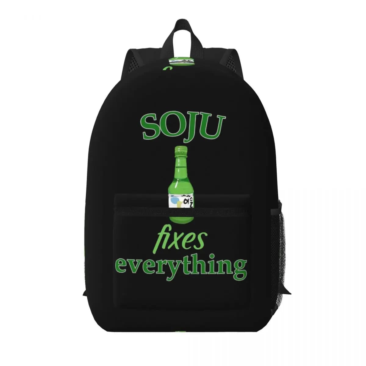 Soju. Soju Fixes Everything Zaino per studenti, borsa da scuola, zaino da viaggio per escursioni, per ragazzi e ragazze, borsa a tracolla