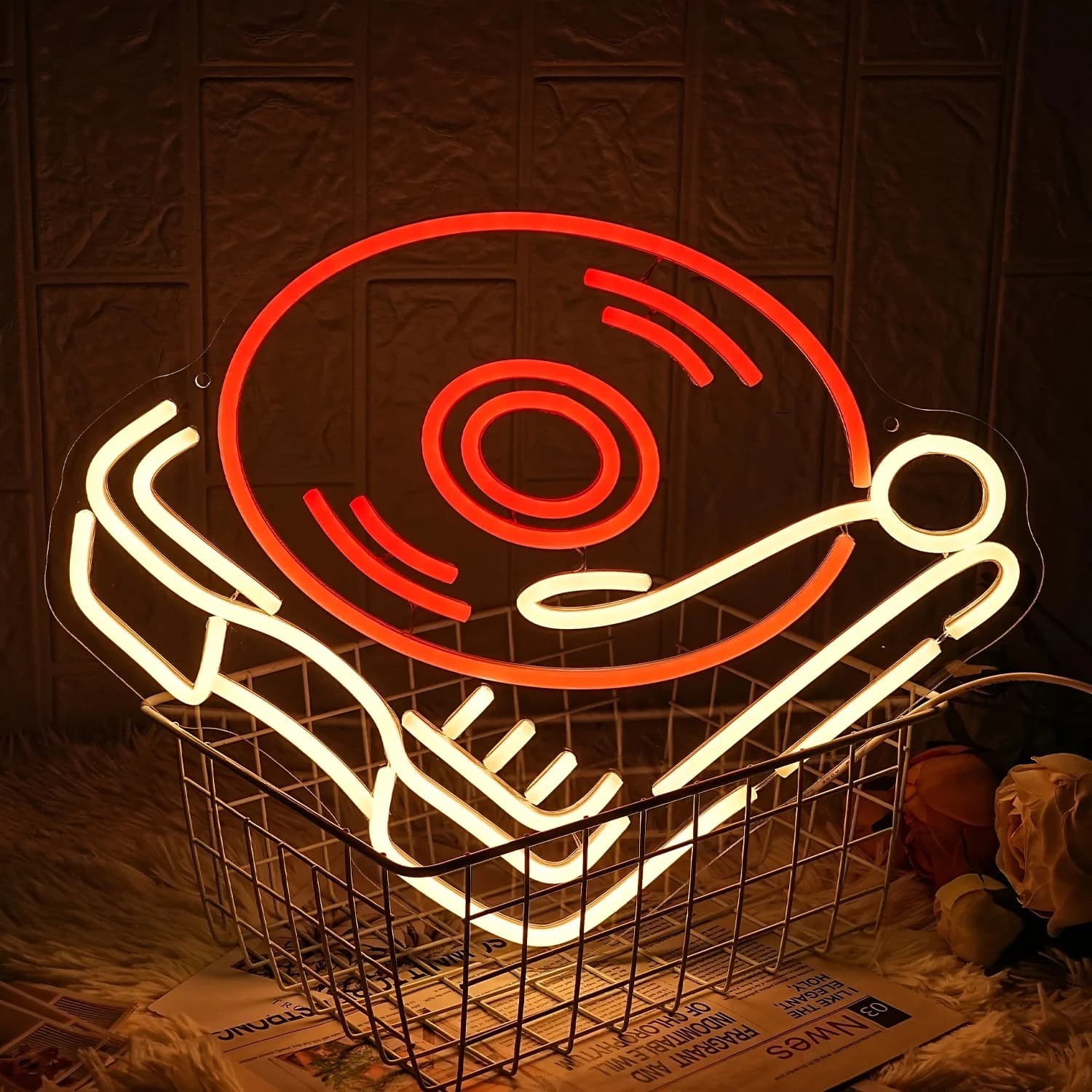 Insegna al neon con disco in vinile Luce al neon a LED alimentata tramite USB per ufficio, camera da letto, club, uomo, grotta, sala giochi, bar, decorazione da parete, regali di personalità