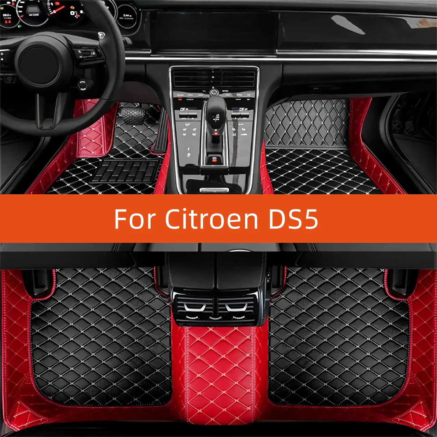 Tappetino per auto in pelle personalizzato per Citroen DS5 2012 2013 2014 2015 2016 2017 2018 Tappetino per auto Accessori interni multicolore