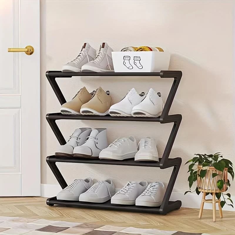 Scarpiera a forma di Z, scarpiera impilabile a 4 livelli, utilizzata per riporre scarpe, pantofole e accessori, per l'organizzazione domestica