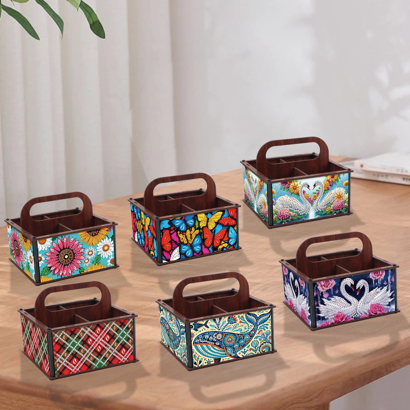 Diamond Painting Handheld Storage Box Kits,Animals Special Shape Diamond Art Wooden Portable Handheld Storage Box Handmade Gift