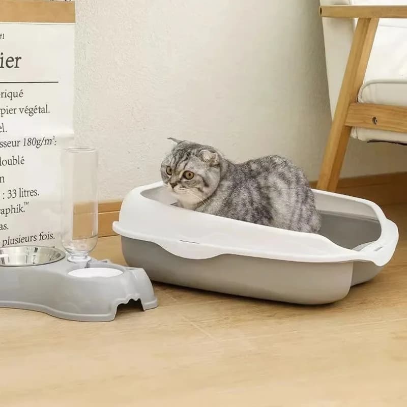 Lettiera semi chiusa per gatti Toilette per gatti a prova di spruzzi Ciotola per cacca di gattini di grandi dimensioni Prodotti per la pulizia degli animali domestici Lettiera per il controllo degli odori