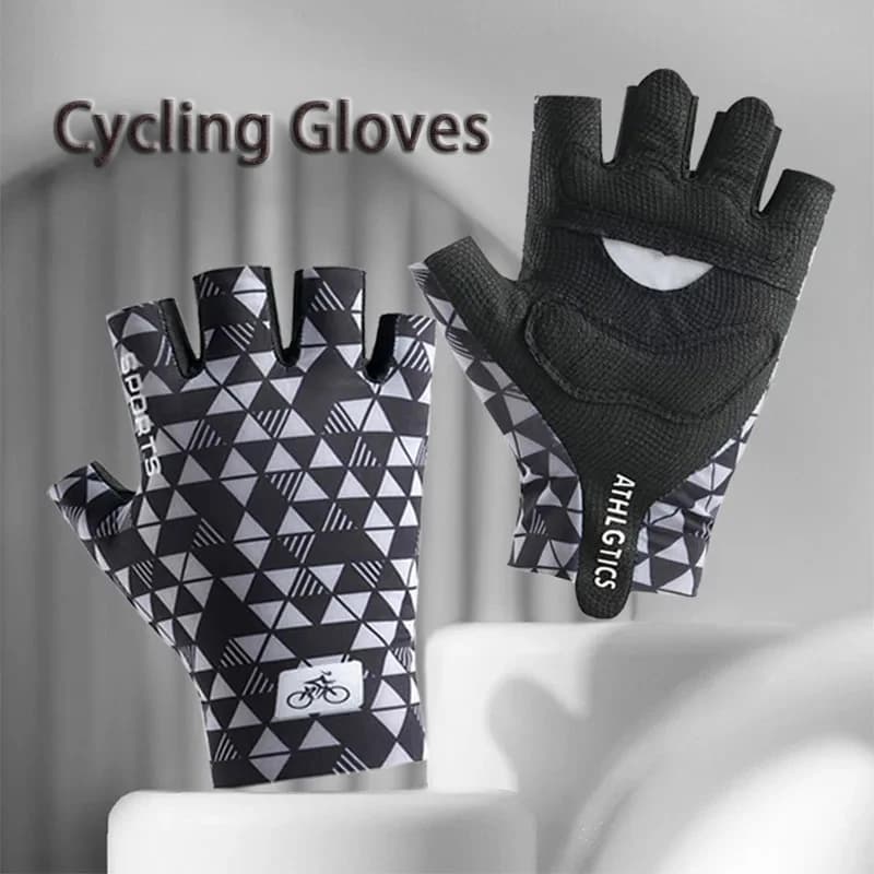 Summer Lightweight Cycling Half Finger Gloves for Men High Elasticity Ice Silk Breathable Anti Slip Gloves Camping Equipment