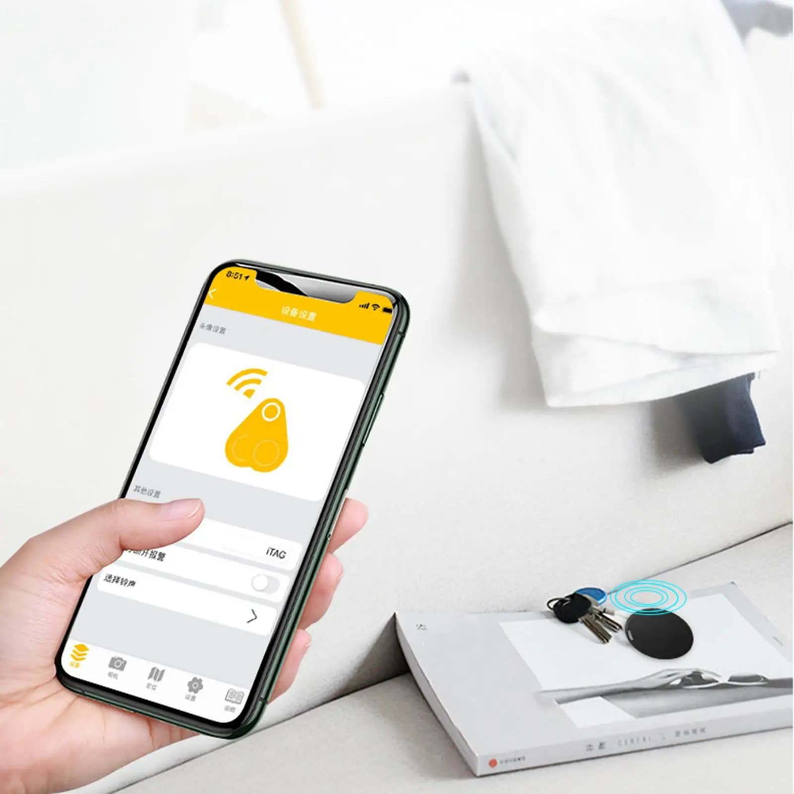 Localizzatore GPS Bluetooth Smart Finder, Dispositivo Anti-Smarrimento, Tracker in Tempo Reale per Chiavi, Borse, Portafogli