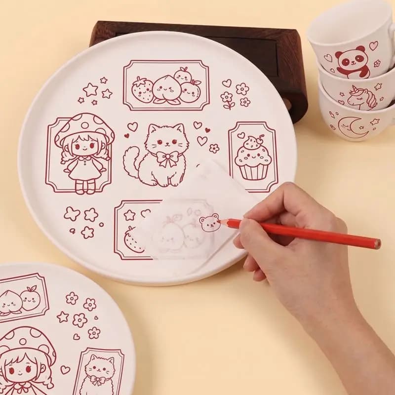Ceramic Tools Plain Billet Painting Set Transfer Paper Copying Rubbing Tracing Transparent Paper Ceramic Painting Special Tools