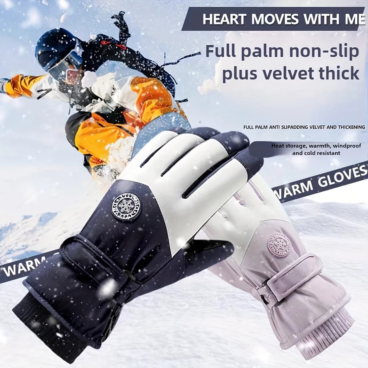 Snowboard Winter Ski Gloves Anti-slip PU Leather Windproof Gloves Women Women's Hot Cycling Gloves for Waterproof Motorcycles