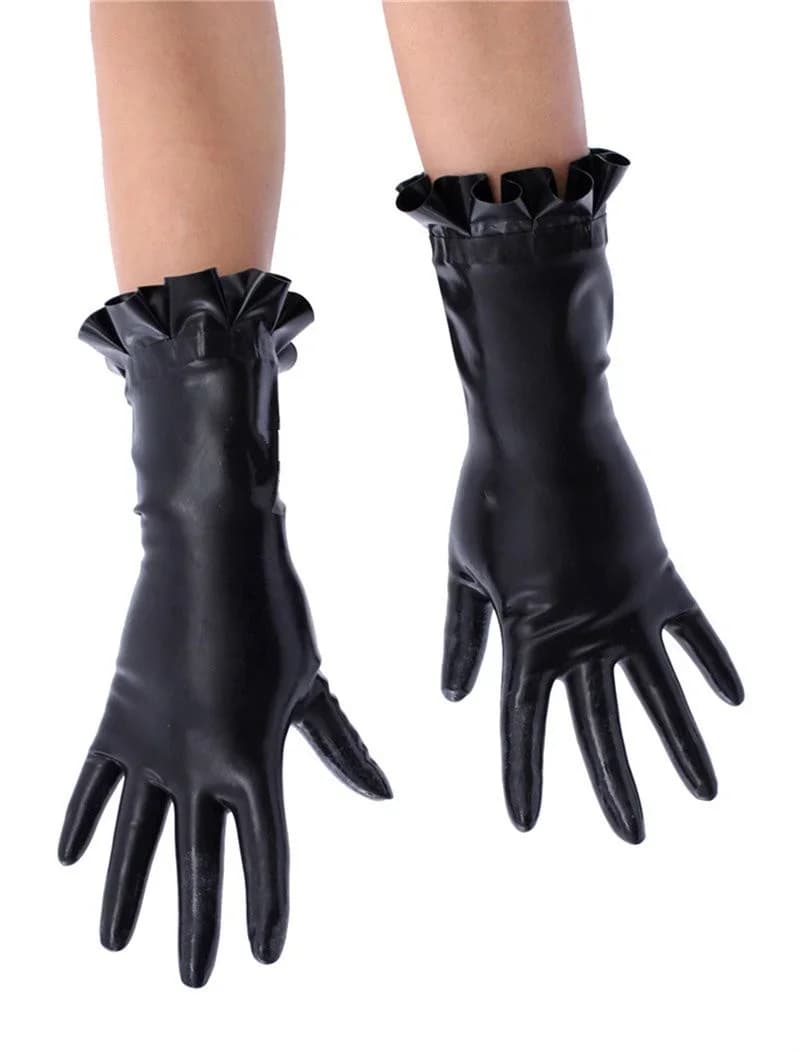 Nuovo stile 100% lattice di gomma nero cosplay guanti di pizzo moda ornamento speciale corto