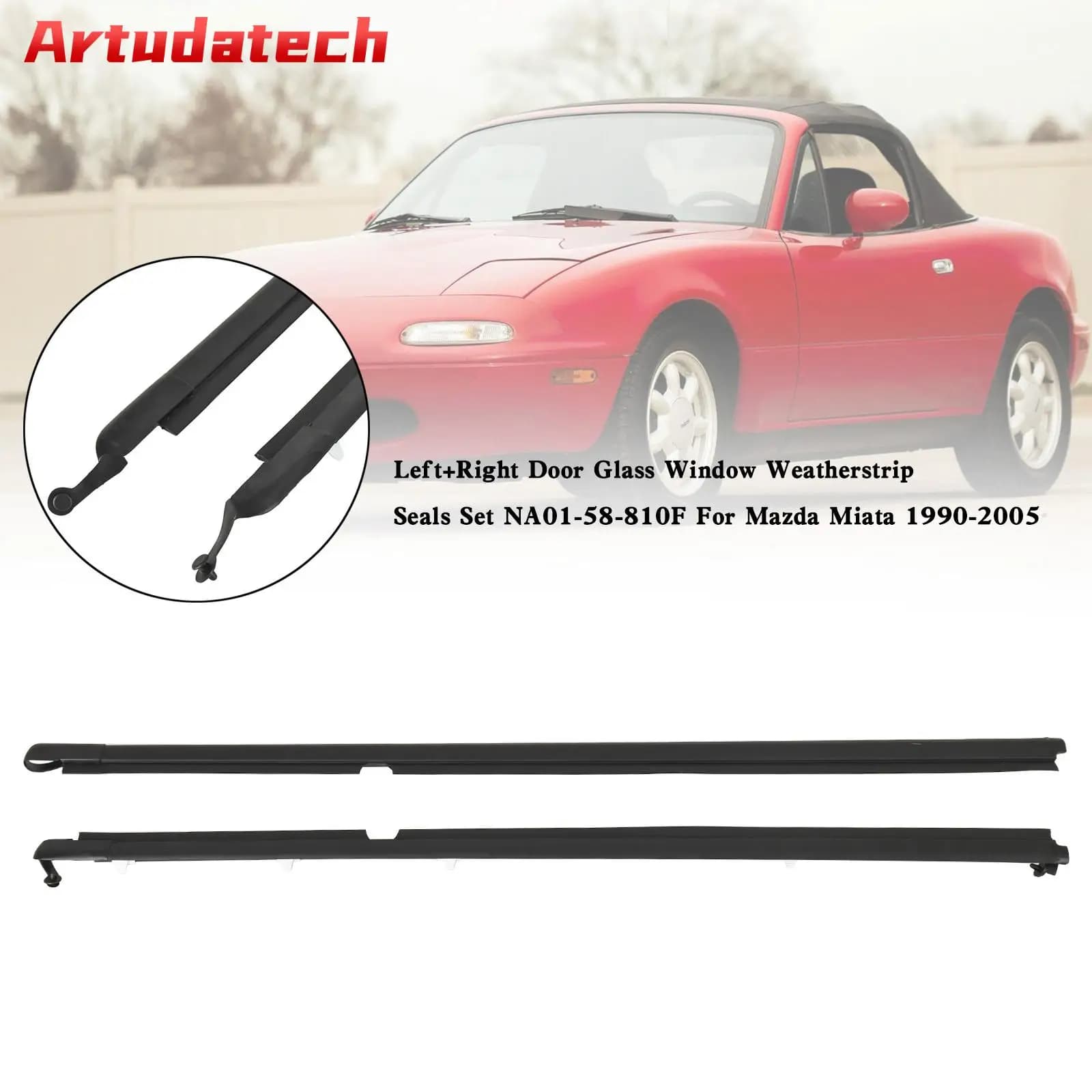 Artudatech Set Guarnizioni Guarnizioni Finestrini Porta Anteriore Sinistra e Destra NA01-58-810F per Miata 1990-2005 Accessori Auto