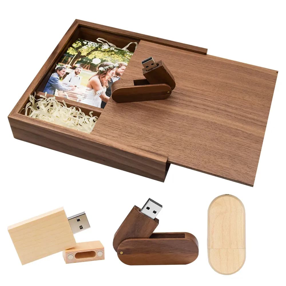 Chiavette USB 2.0 da 128GB, Album Fotografico in Scatola di Legno, 64GB, Logo Personalizzato Gratuito, 32GB, Regalo per Matrimonio e Anniversario, Esterno 8GB
