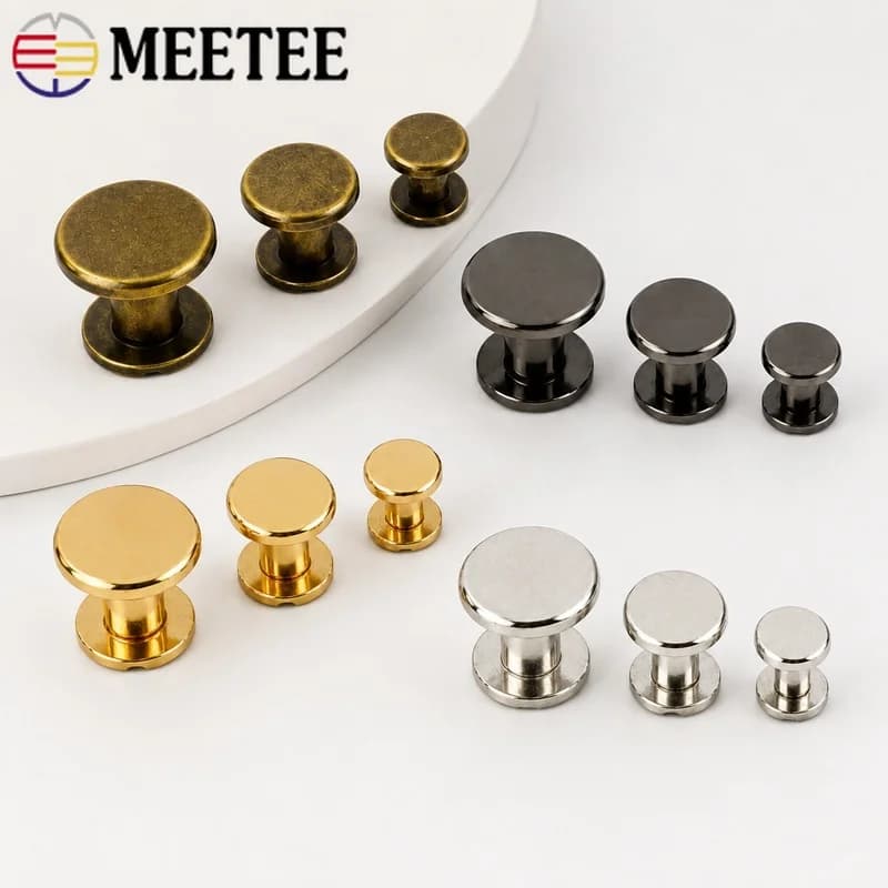 50/100Pcs 5-8mm Metal Screw Rivets Flat Head Bag Belt Binding Book Notebook Leather Craft Hardware Accessories Supplies Kit Set