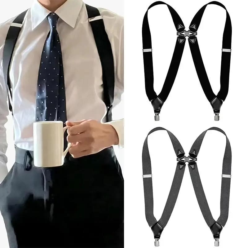 Nuove Bretelle da Uomo Regolabili a X con Clip Laterali, Bretelle Elastiche Incrociate per Adulti, Accessori per Pantaloni