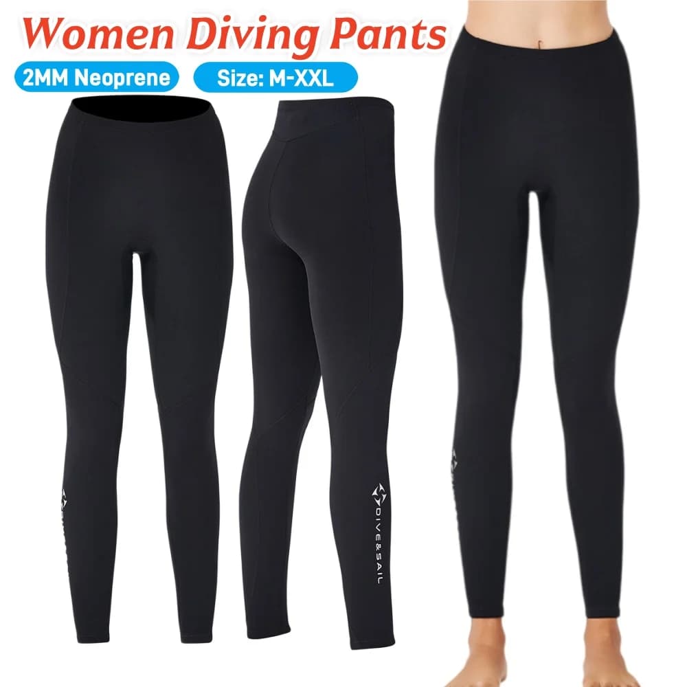 2 mm black neoprene women's trousers for scuba diving, snorkeling, surfing, swimming, hot pants, leggings, tights