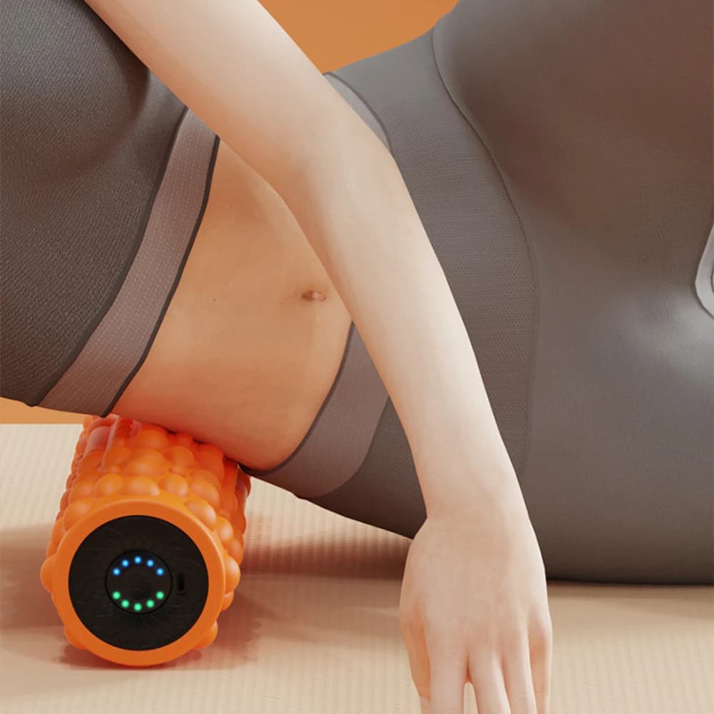 Electric Vibrating Foam Roller Massage Column Rechargeable Exercise Roller 5 Modes Muscle Roller for Bodybuilding