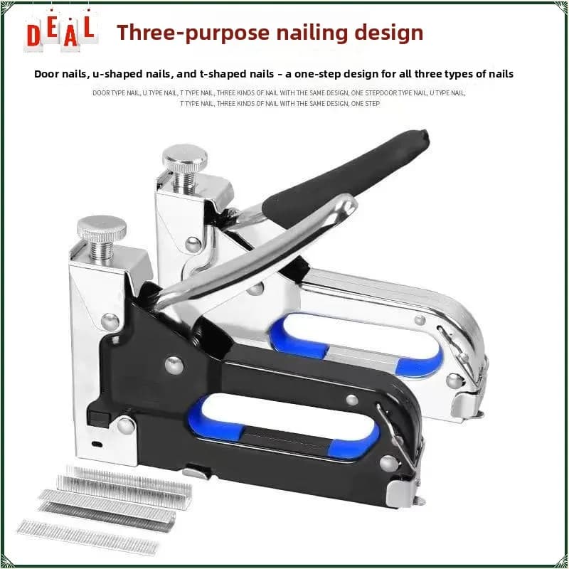 Pistola Graffatrice/Chiodatrice Manuale Tre in Uno, Ideale per Lavorazione del Legno, Decorazione d'Interni e Utensili Fai-da-Te