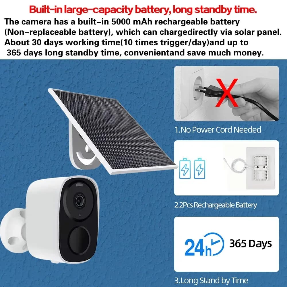 Kit di Videosorveglianza CCTV con NVR LCD 4.3 Pollici, 4 Canali, Audio Bidirezionale, Telecamere Bullet WiFi Solari Impermeabili da Esterno 5MP