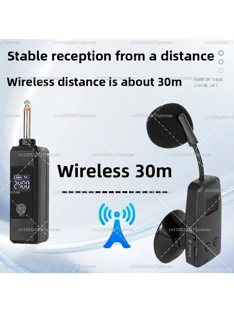 Wireless Microphone for Violin Guitar Ukulele Pipa Pickup 30m Transmission Distance