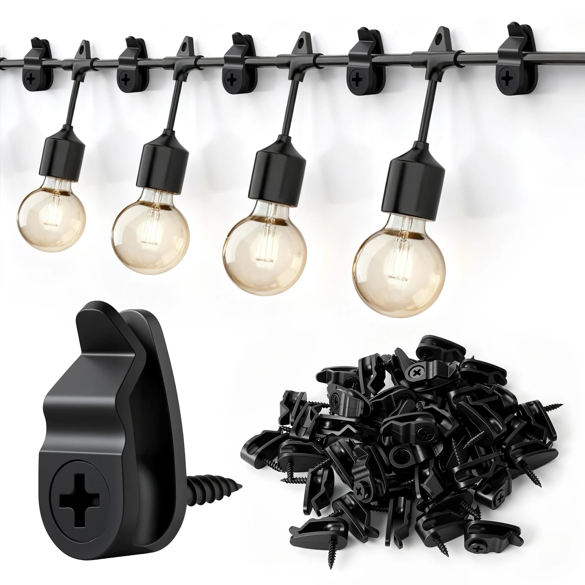 Clip per luci a corda per esterni, ganci per cavi resistenti alle intemperie per appendere lucine, decorazioni natalizie