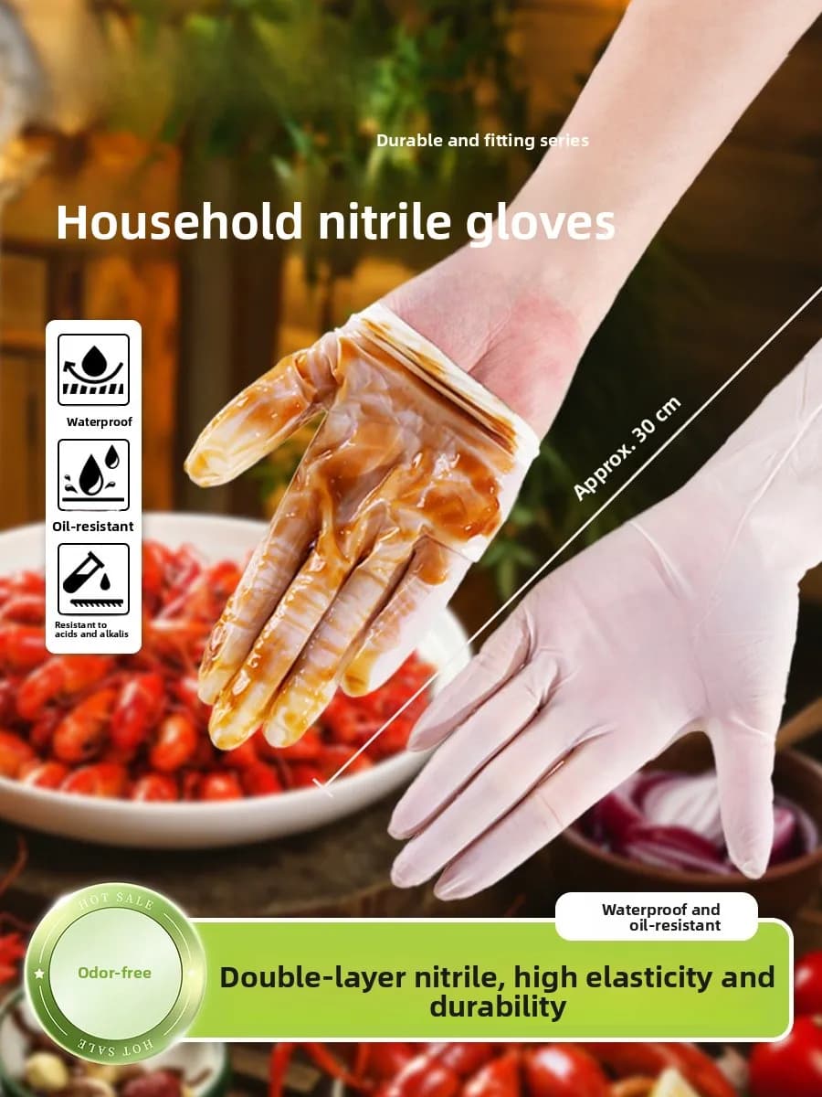 Guanti monouso in nitrile Beesurg per la cucina domestica Diwaing Gomma resistente impermeabile Lattice lungo per la pulizia degli alimenti