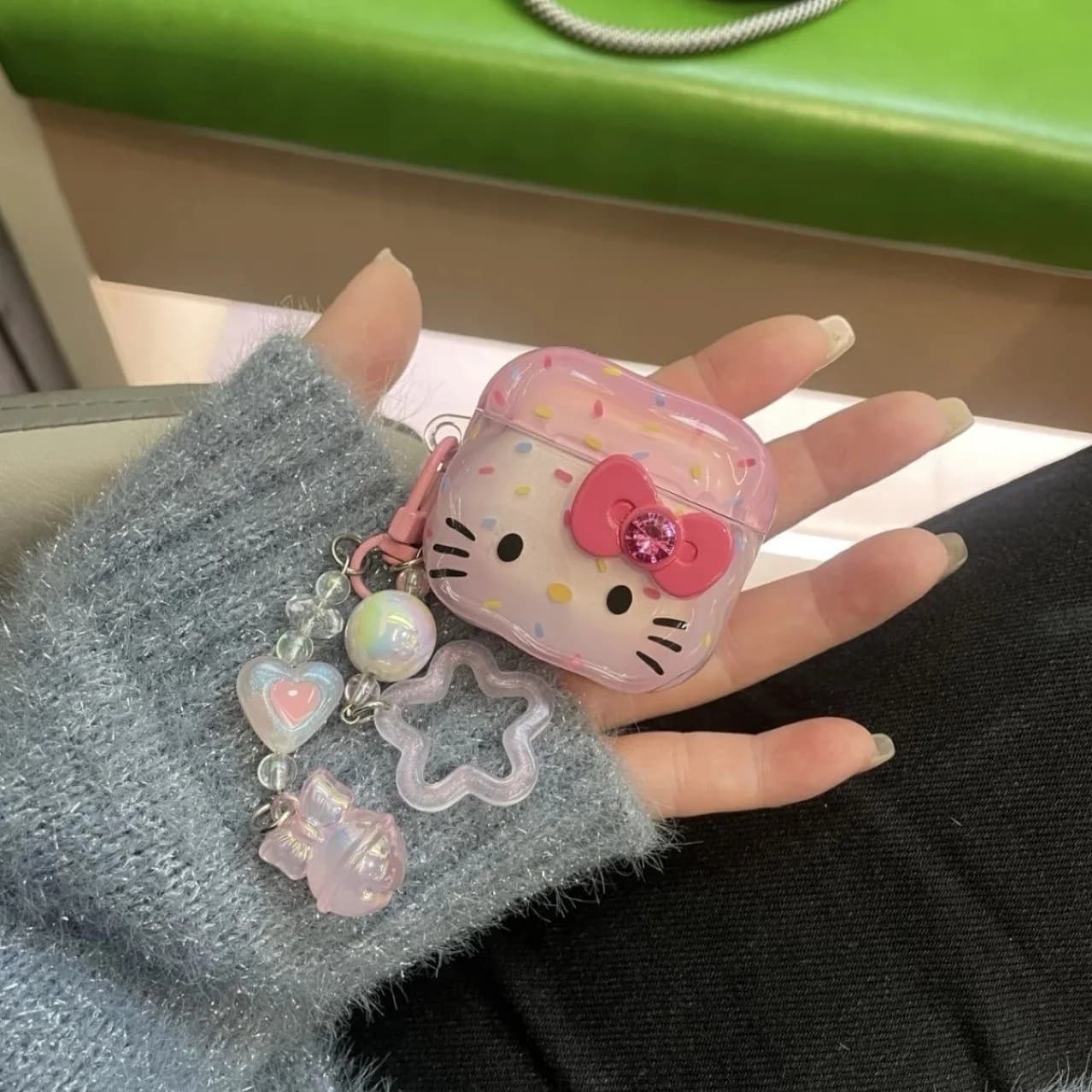 Hello Kitty Headphone Case for Airpods Pro 2 Cartoon Headphone Protective Case for Airpods Pro 1/2/3 Keyring Case