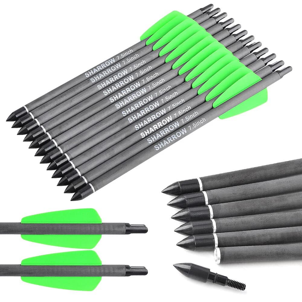 6/12 pz 7.5/15 pollici Balestra Bulloni Frecce di Carbonio Misto Spine 400 Freccia Albero ID 7.6mm Arco Tiro All'aperto caccia Bersaglio