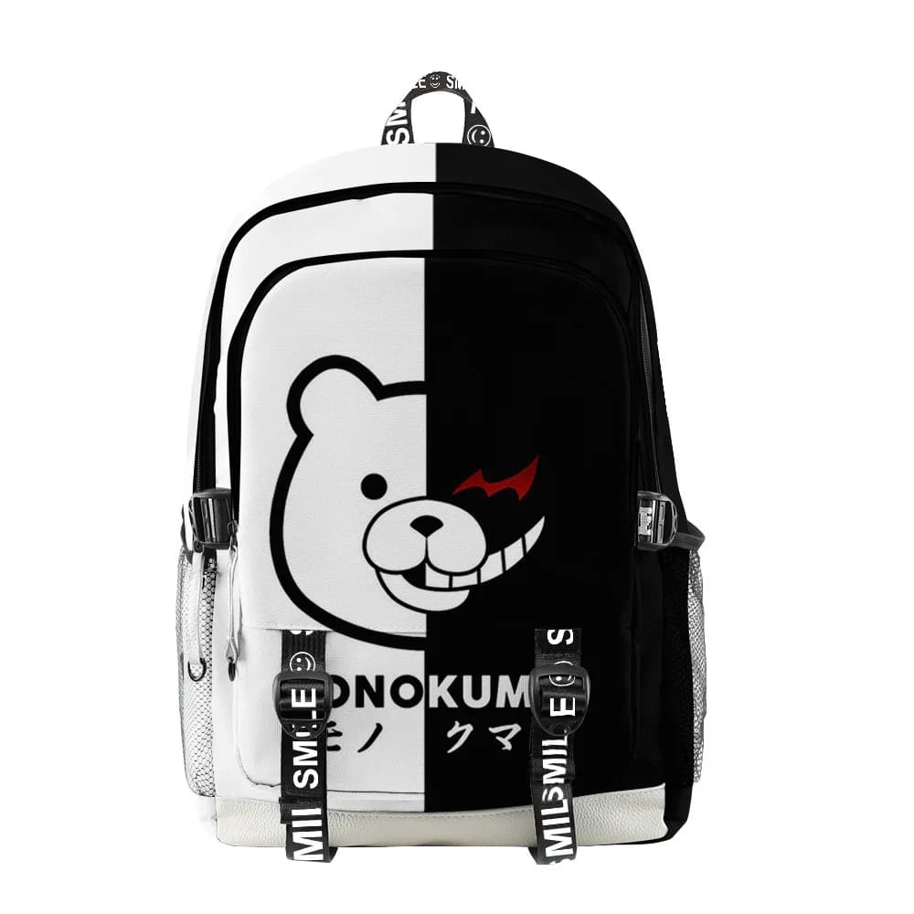 Borse da scuola classiche giapponesi Anime Danganronpa Monokuma Zaini da viaggio multifunzione unisex con stampa 3D Oxford impermeabili per notebook