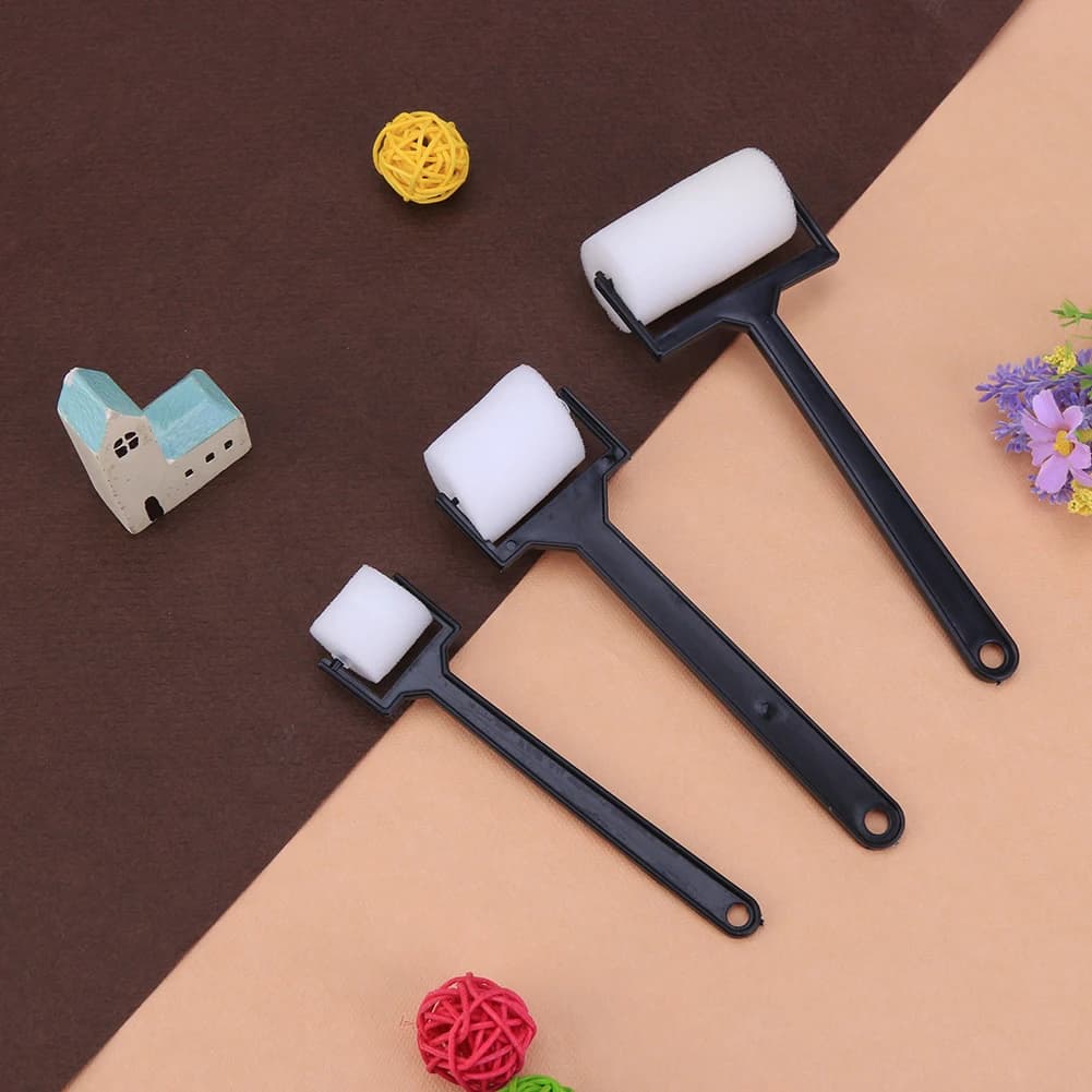 Pennello in schiuma bianca 3 pezzi Comodo rullo per pittura in schiuma Dimensioni rullo per pittura in schiuma Design ergonomico per ragazzi e ragazze