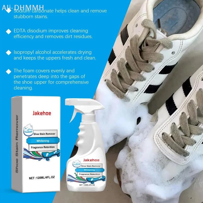 Spray Schiumogeno Rimuovi-Macchie per Scarpe 120ml, Rimuove Facilmente Macchie e Ingiallimenti da Scarpe Bianche e Sneakers, Lasciandole Brillanti e Pulite