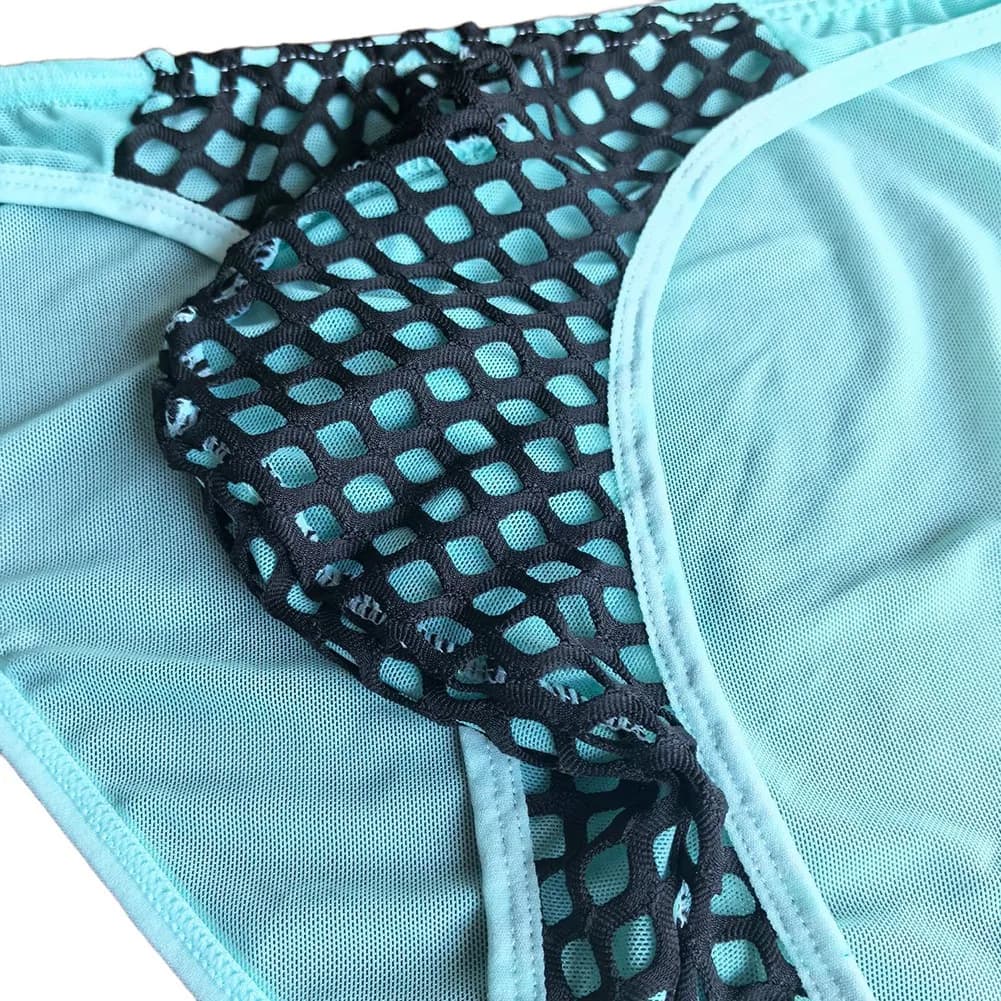 Men Mesh Fishing Net Decor Bulge Pouch Briefs Shorts Underwear Seductive Transparent Man Sexy Underpants Low Waist