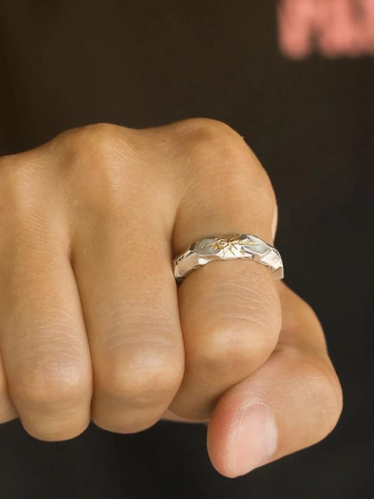 WEIER Vintage Wish Rock Ring Trendy Silver Men's Ring Unique Self-Discipline Tail Ring Band Original Design Fashion Jewelry