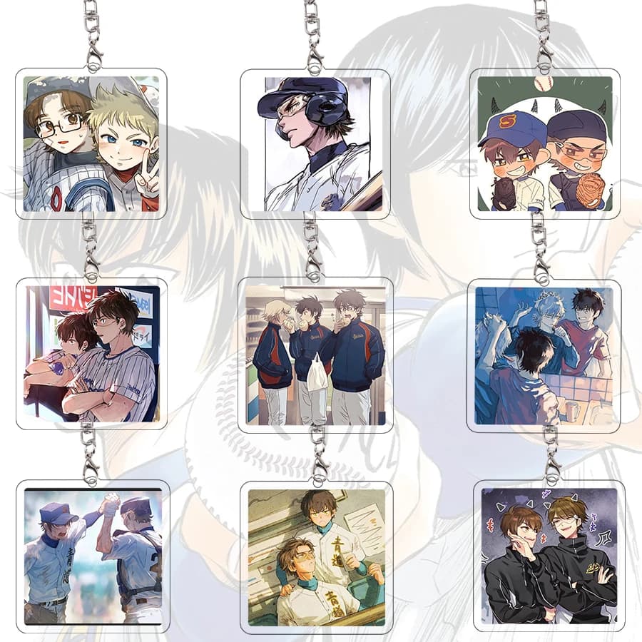 Ace of Diamond Backpack Charm Eijun Sawamura Acrylic Keychain Kazuya Miyuki Pendant Keyring Key Charms Decor Anime Cartoon Gift