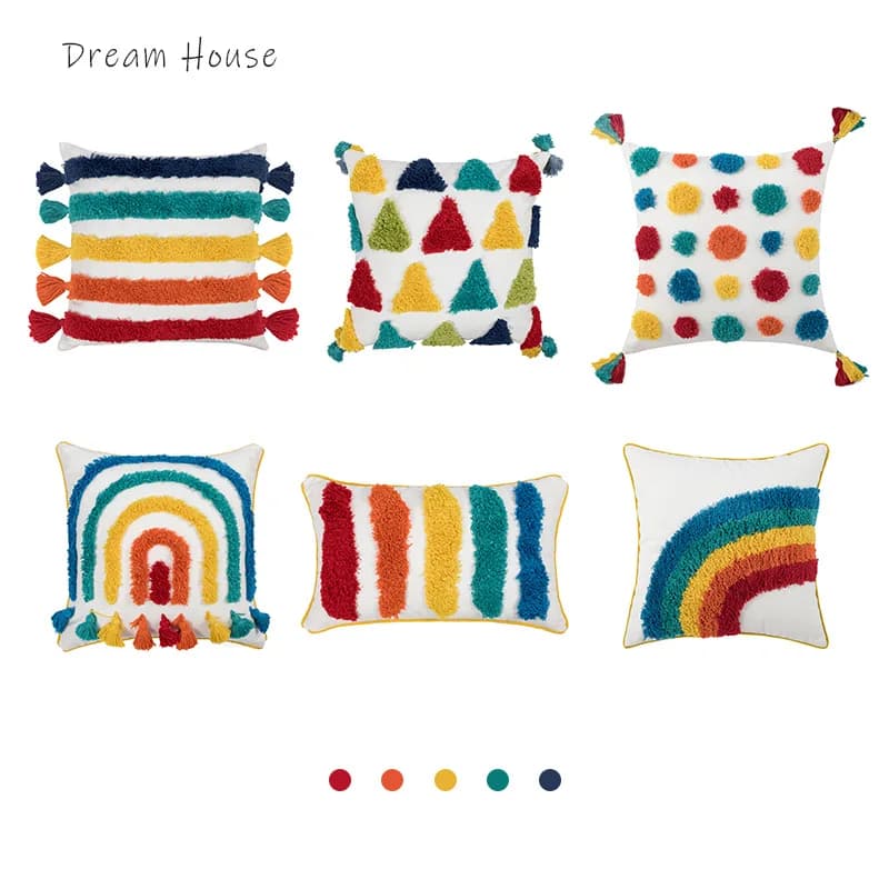 Nordic Style Canvas Tassel Flocking Pillowcase INS Side Sleep Pillow Cover Man Ning Brand Home Textile Pillow/ Cushion