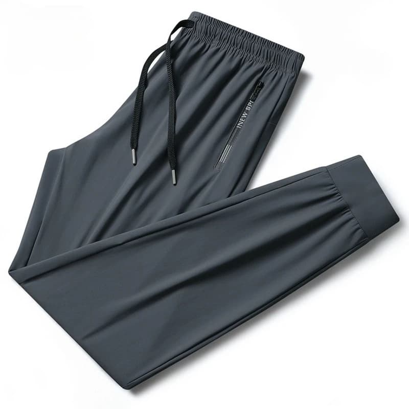 2025 Pantaloni da uomo estivi nuovi in seta di ghiaccio Nero Grigio Pantaloni casual da lavoro sottili Pantaloni sportivi a gamba dritta traspiranti elastici all'aperto