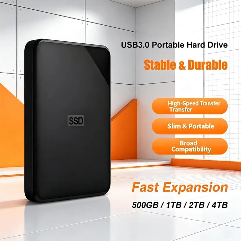 Portable Hard Drive USB 3.0 External HDD Slim Design High Compatibility Data Storage 1TB 2TB 4TB For Windows Mac Computer