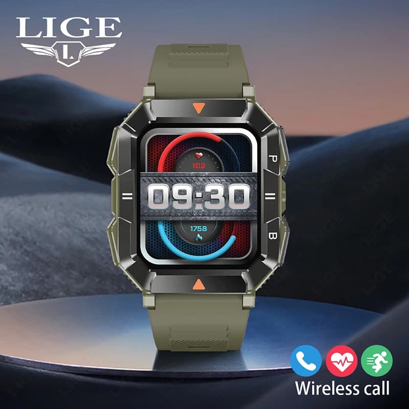 LIGE 2026 Smartwatch for Men with Health Monitoring, LED Flashlight, External Sport Watch, Compatible with Android and iOS