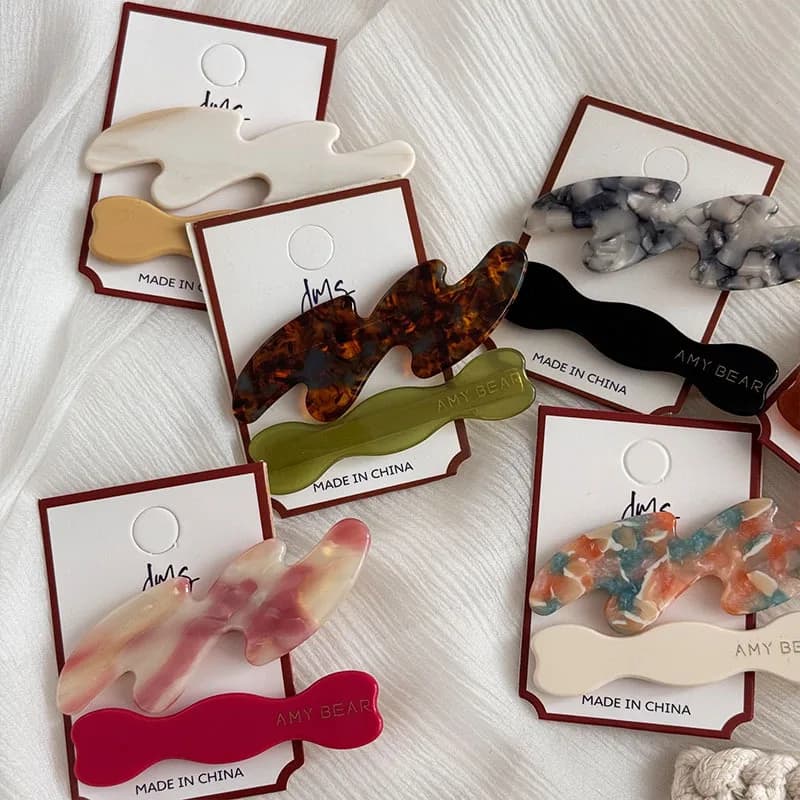 2 pieces of new simple acetate hair clip headpiece, which is a stylish bangs clip for women, a frontal duckbill clip